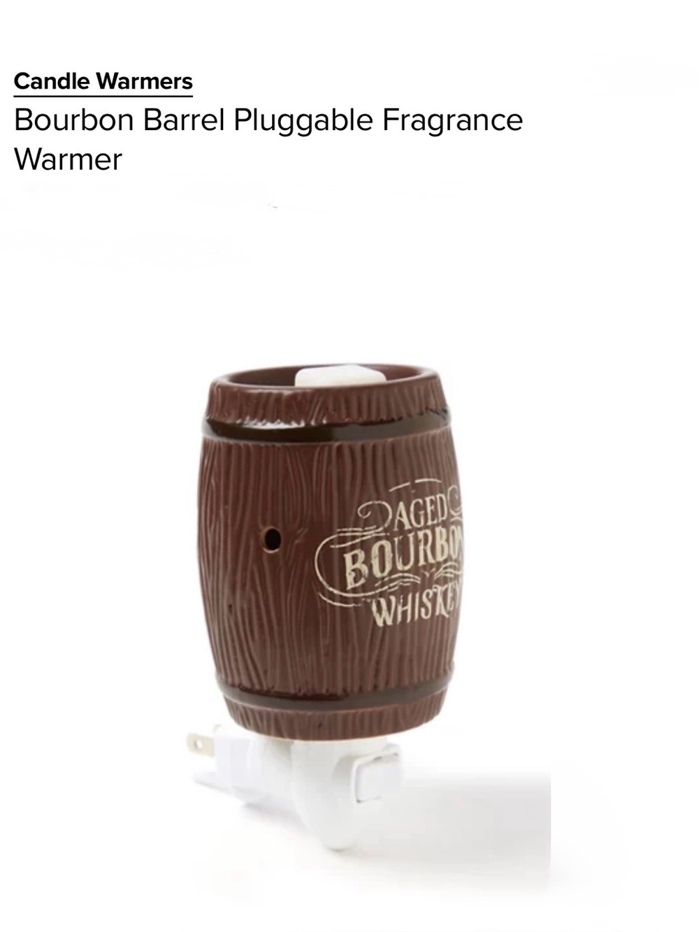*new* Candle Warmer Bourbon Barrel Pluggable Fragrance Warmer